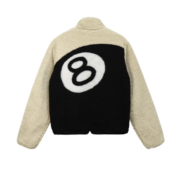 Stussy 8 Ball Sherpa Jacket in Beige - Picture 2 of 2